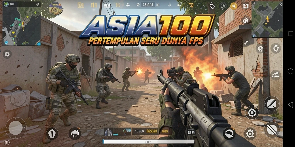 Tampilan spektakuler dari gameplay ASIA100 dengan aksi tembak-menembak yang intens.