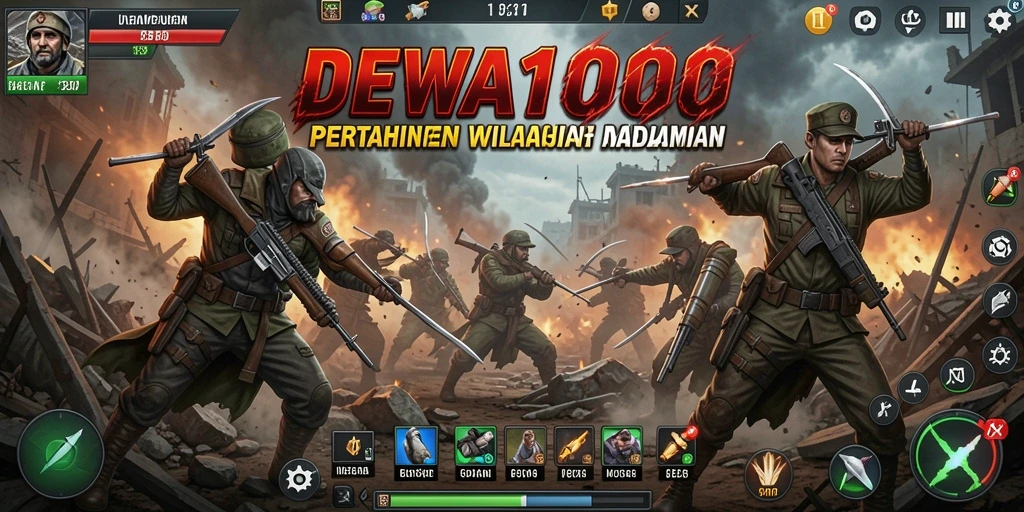 Tampilan gameplay DEWA1000 yang menarik dan dinamis di dalam game Tower Defense.