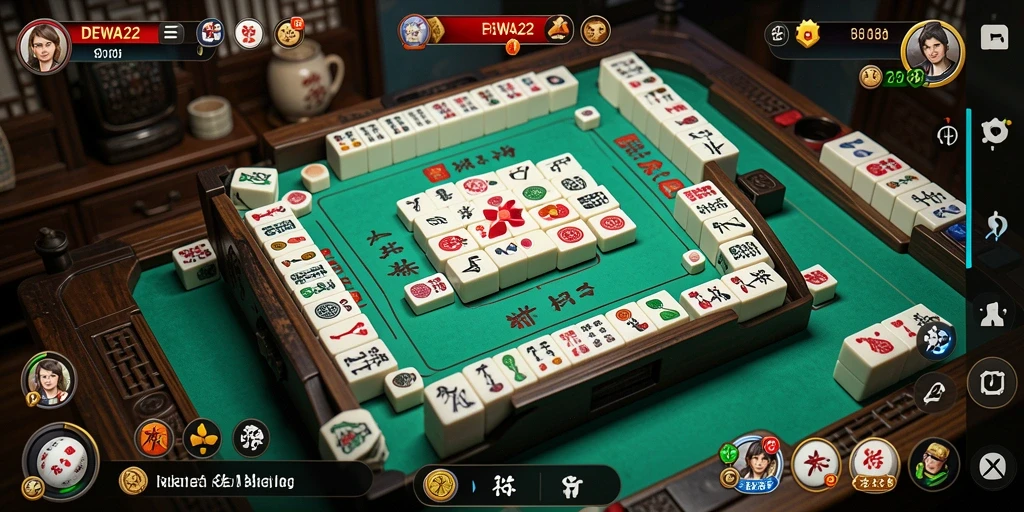 Tampilan gameplay DEWA22 yang menarik dengan grafis Mahjong yang memukau.
