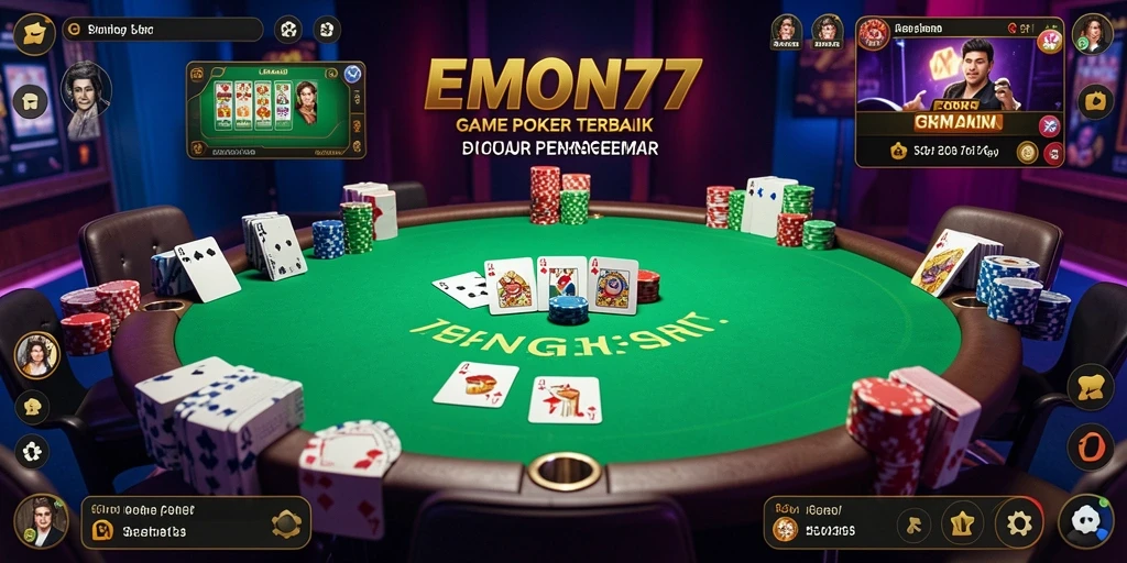 Tampilan screenshot EMON77 menunjukkan gameplay Poker yang menarik dan seru.