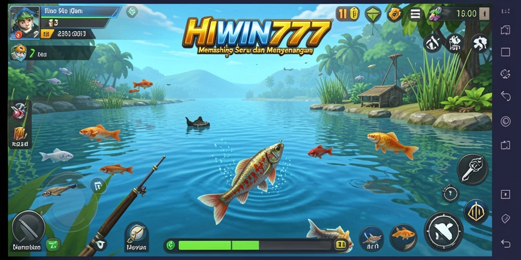 Tampilan utama gameplay HIWIN777 yang menampilkan suasana memancing yang seru.