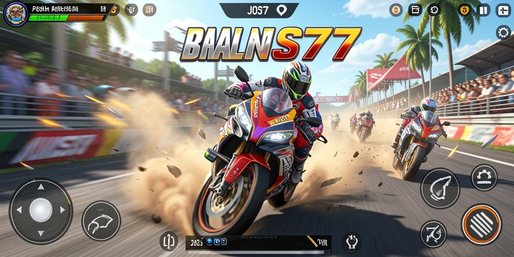 Screenshot JOS77 menampilkan aksi balapan motor yang mendebarkan.