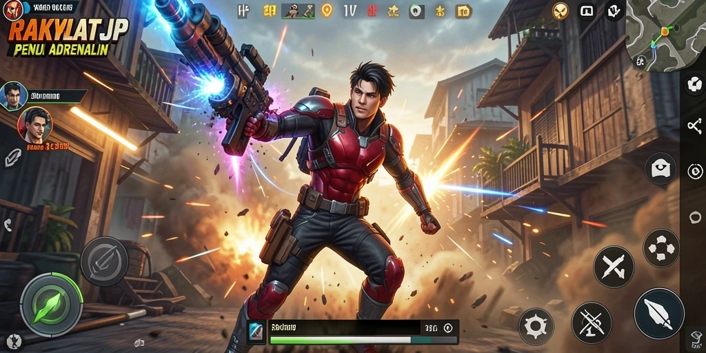 Gameplay RAKYATJP yang mendebarkan dengan aksi dan tantangan.