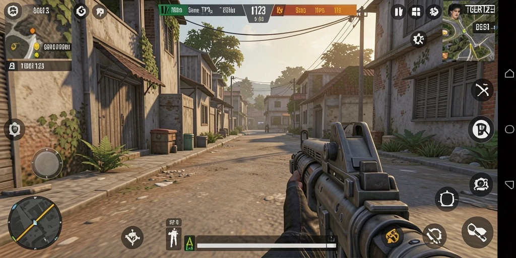 Screenshot gameplay TGER123 dengan aksi menegangkan di medan tempur.
