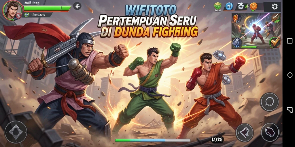 Screenshot utama WIFITOTO menampilkan karakter bertarung dalam aksi epik.